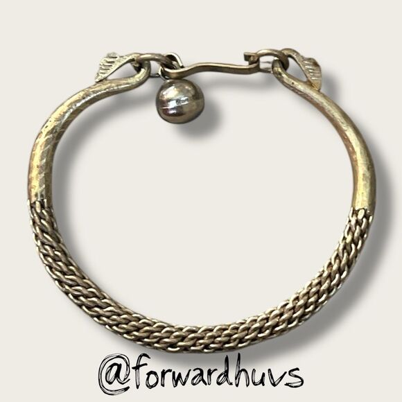 Rare Vintage Tribal Bracelet Pwo Karen Hill Tribe Silver Tone Woven Metal Bell C